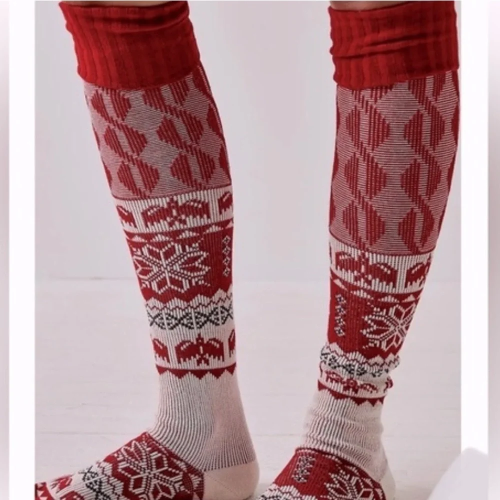 free People Sparrow Over The Knee Socks Sweater Print, 3 Pairs, NWT